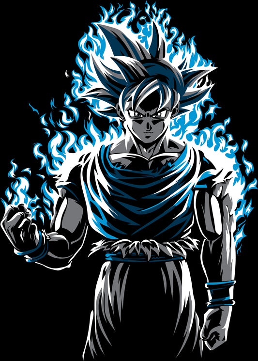 Ultra Instinct Goku Blue Aura T-Shirt | Dragon Ball Super Anime Back Print Tee