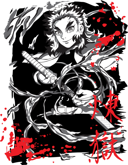 Rengoku Kyojuro Dynamic Art | Demon Slayer T-Shirt | Flame Hashira Final Form Anime Tee
