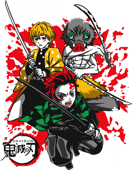 Demon Slayer Trio T-Shirt | Tanjiro Zenitsu Inosuke Best Friends Anime Tee