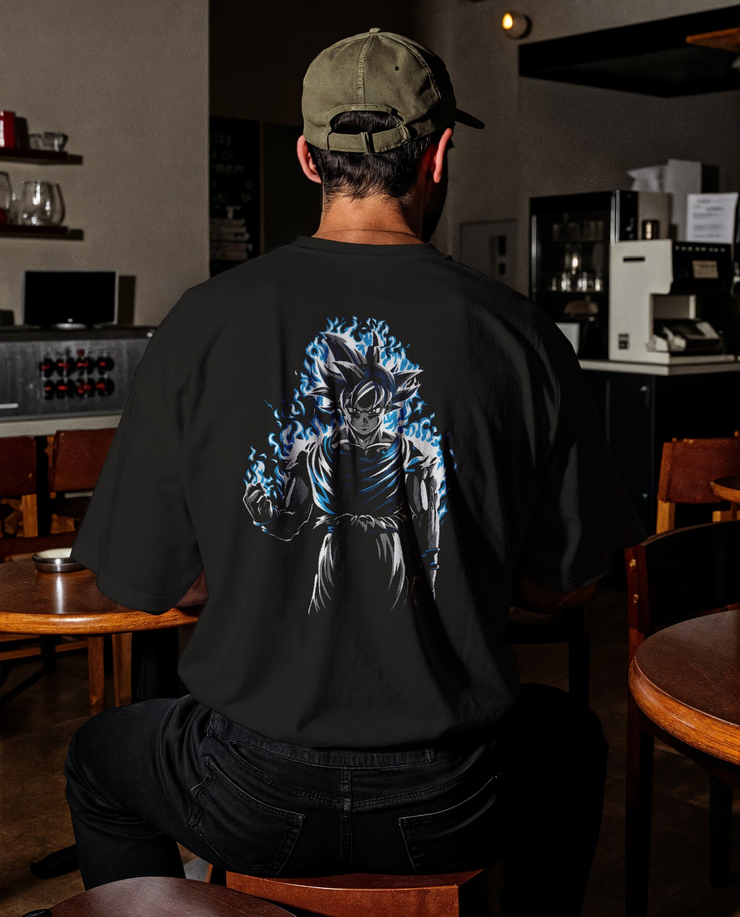 Ultra Instinct Goku Blue Aura T-Shirt | Dragon Ball Super Anime Back Print Tee