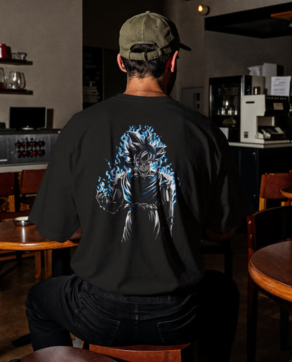 Ultra Instinct Goku Blue Aura T-Shirt | Dragon Ball Super Anime Back Print Tee