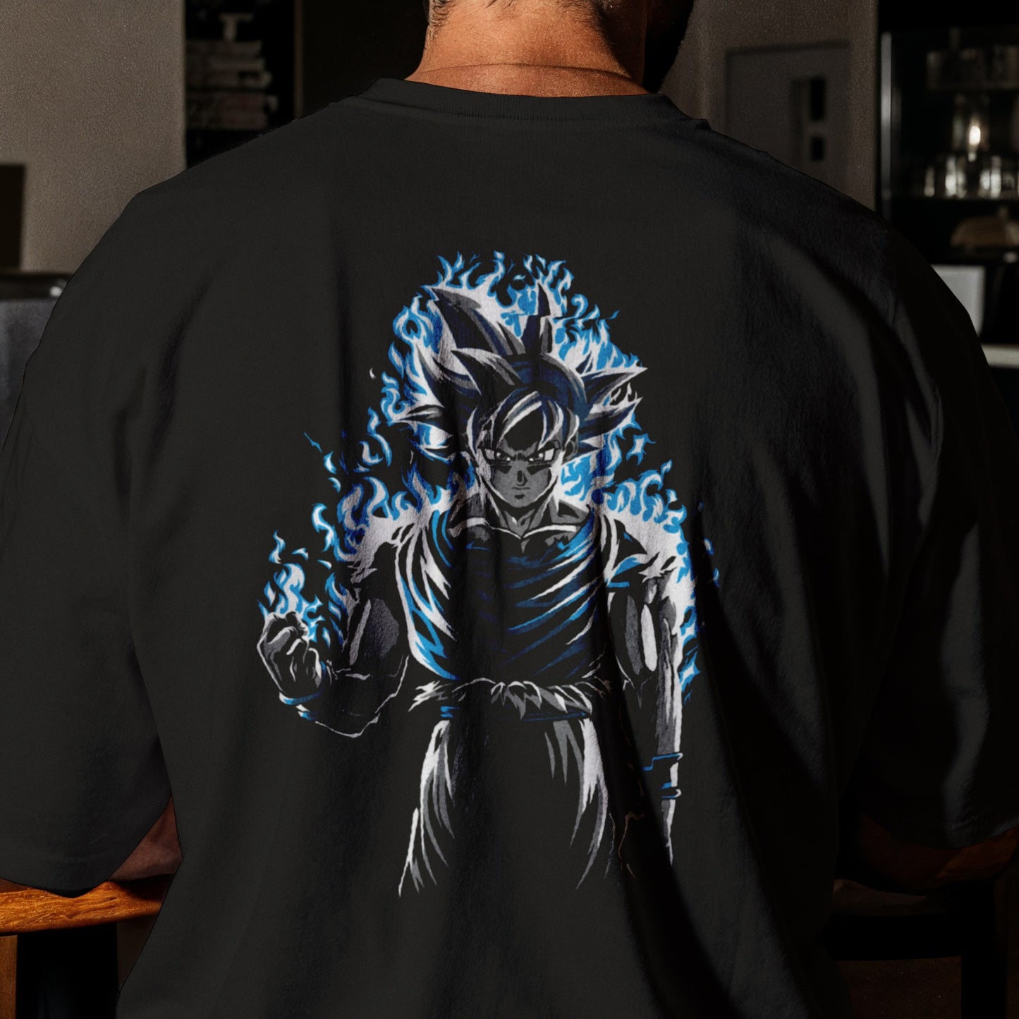 Ultra Instinct Goku Blue Aura T-Shirt | Dragon Ball Super Anime Back Print Tee