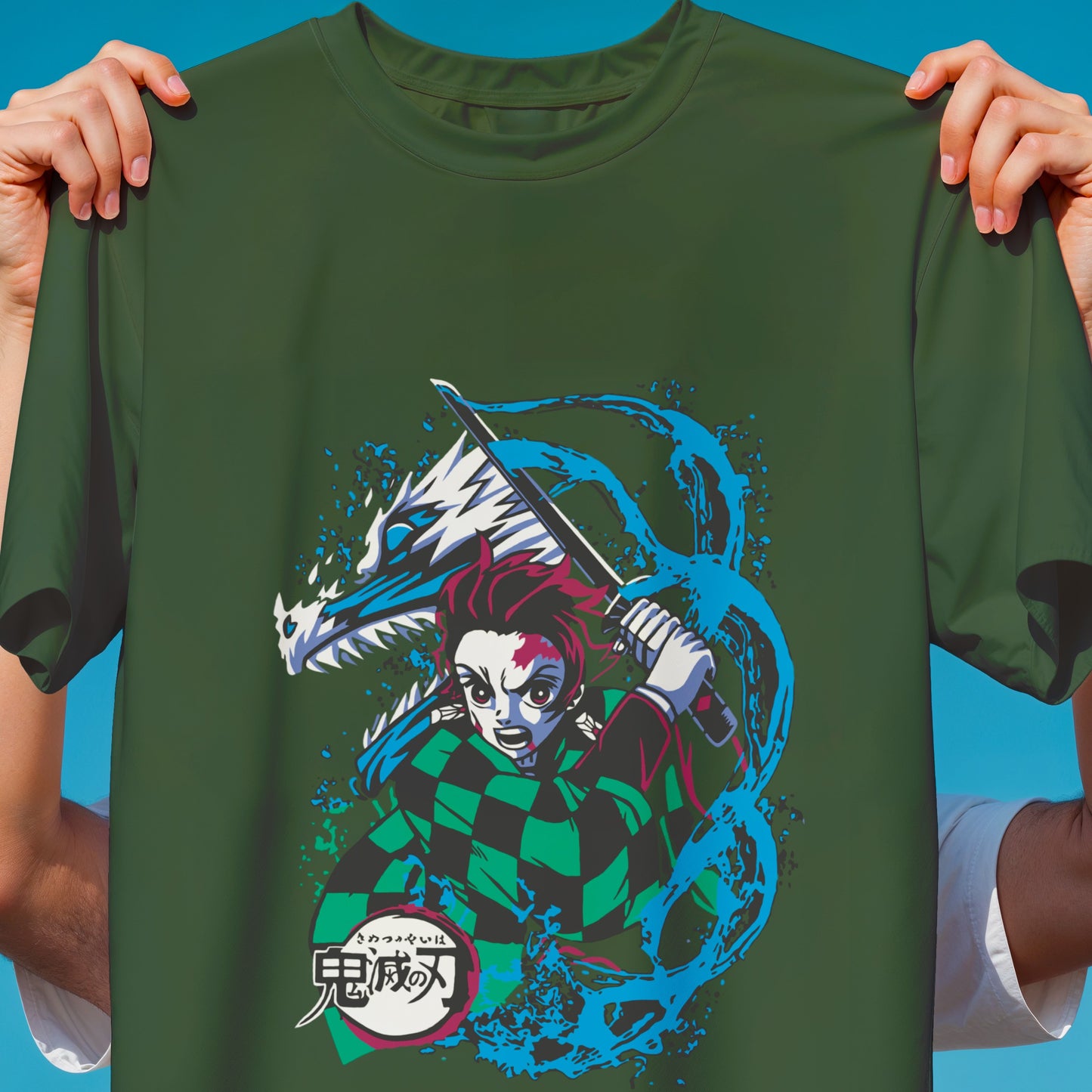 Demon Slayer Tanjiro Water Breathing T-Shirt | Water Dragon Art Nichirin Anime Tee