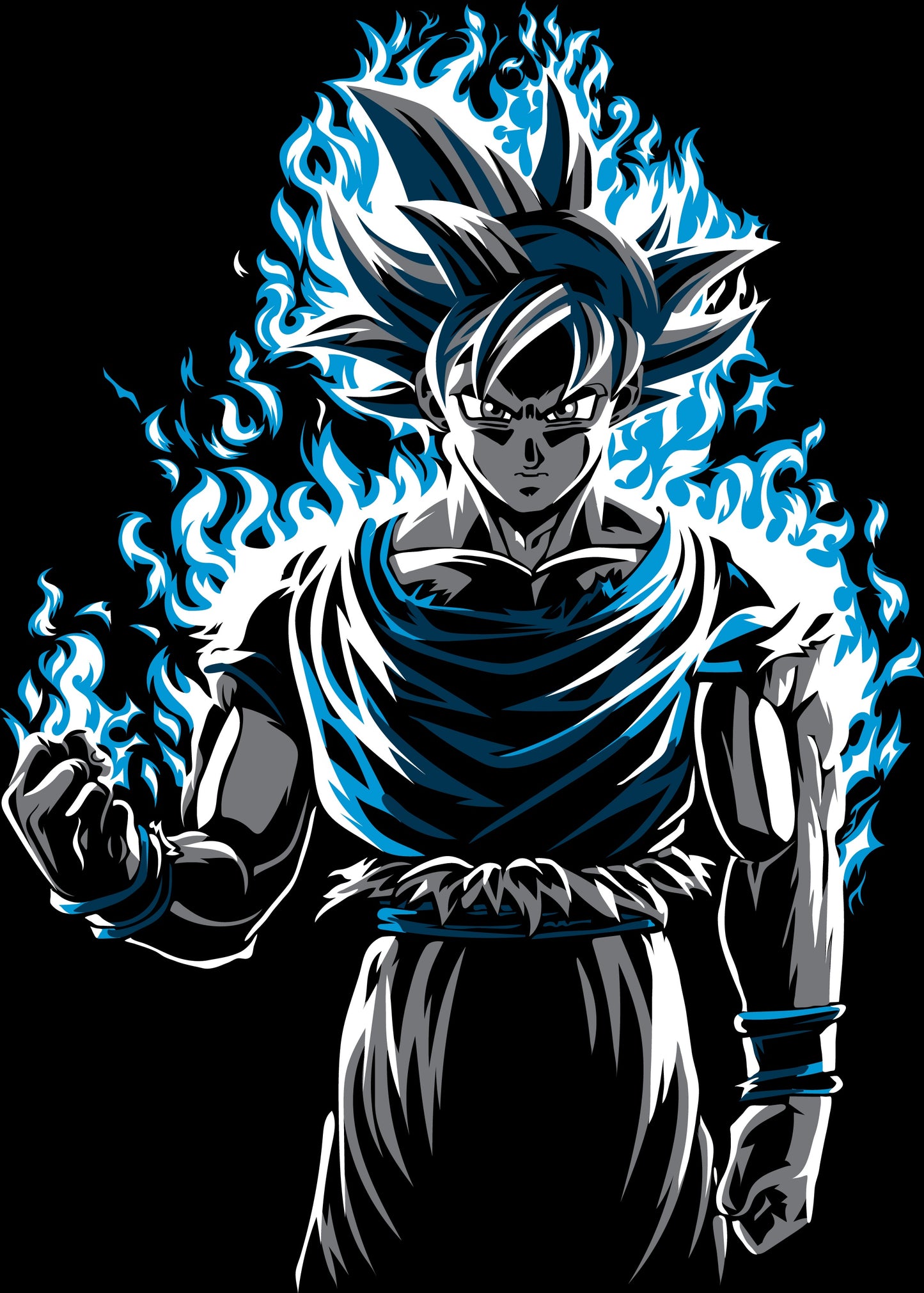 Ultra Instinct Goku Blue Aura T-Shirt | Dragon Ball Super Anime Back Print Tee