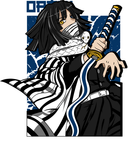 Demon Slayer Obanai Iguro T-Shirt | Serpent Hashira Kaburamaru Anime Tee