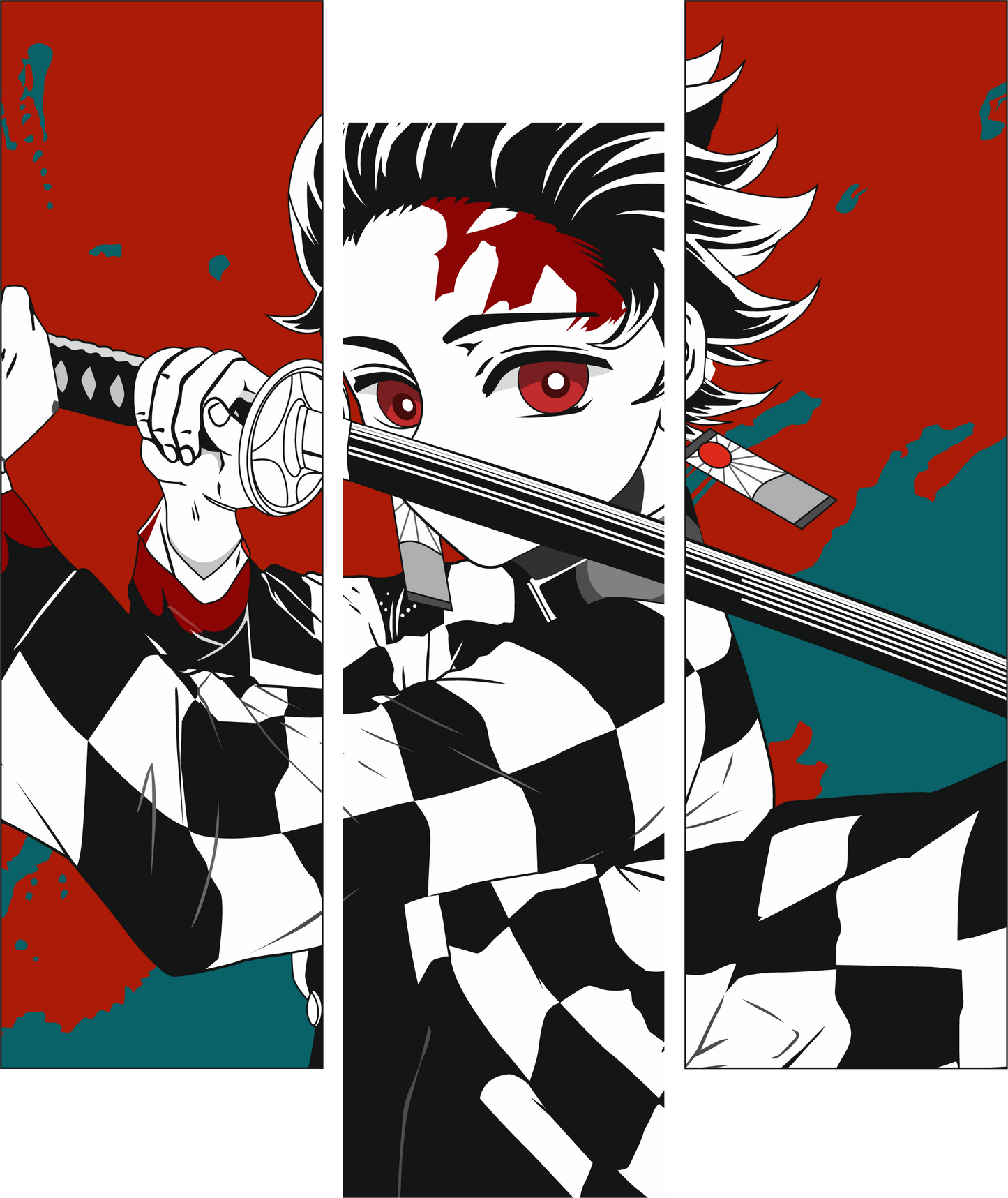 Tanjiro Kamado Split Panel | Demon Slayer T-Shirt