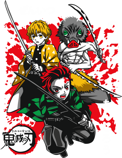 Demon Slayer Trio T-Shirt | Tanjiro Zenitsu Inosuke Best Friends Anime Tee
