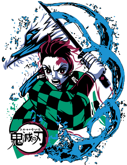 Demon Slayer Tanjiro Water Breathing T-Shirt | Water Dragon Art Nichirin Anime Tee
