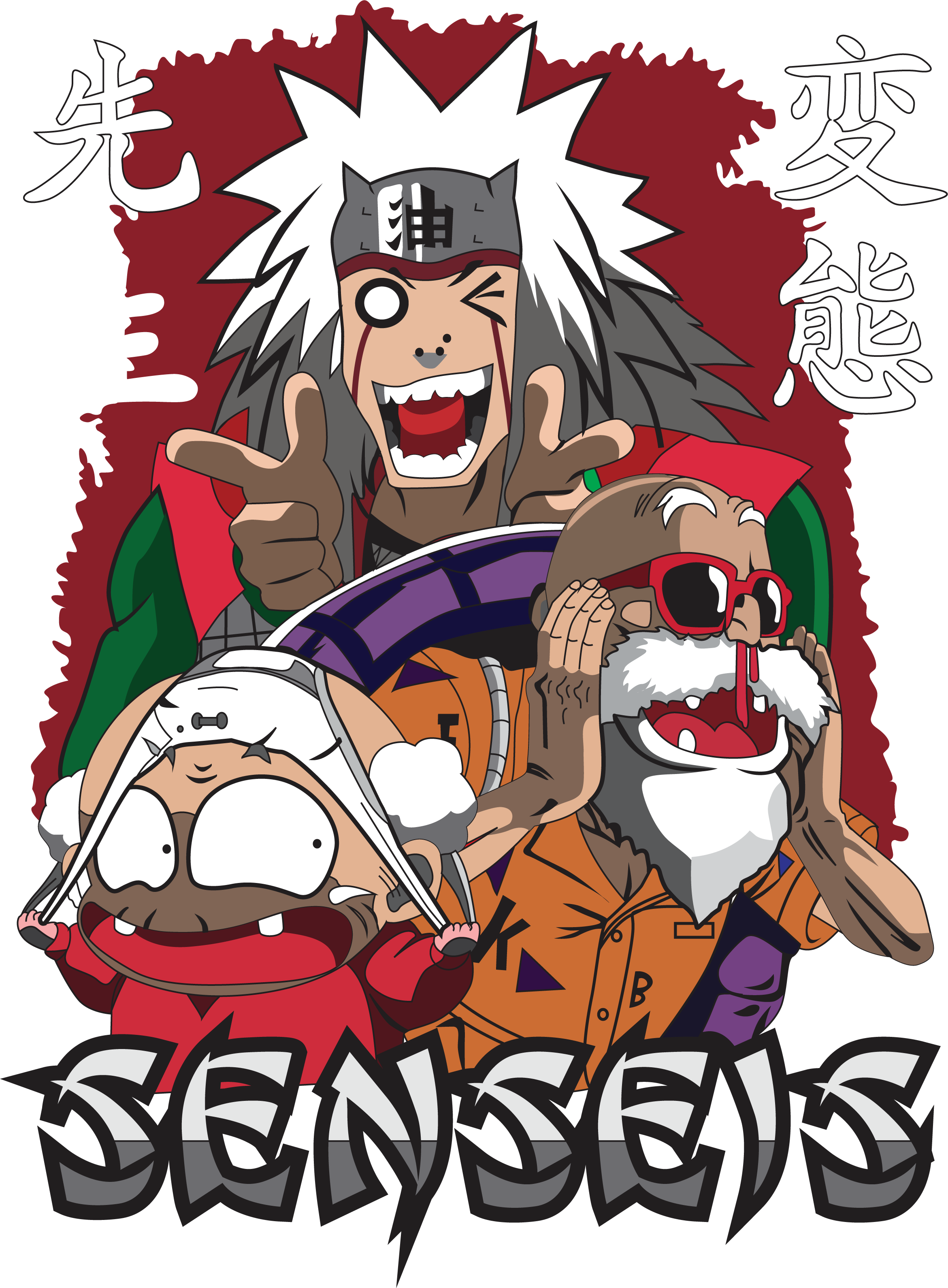 Anime Senseis T-Shirt - Jiraiya Master Roshi Hentai Teacher Graphic Tee