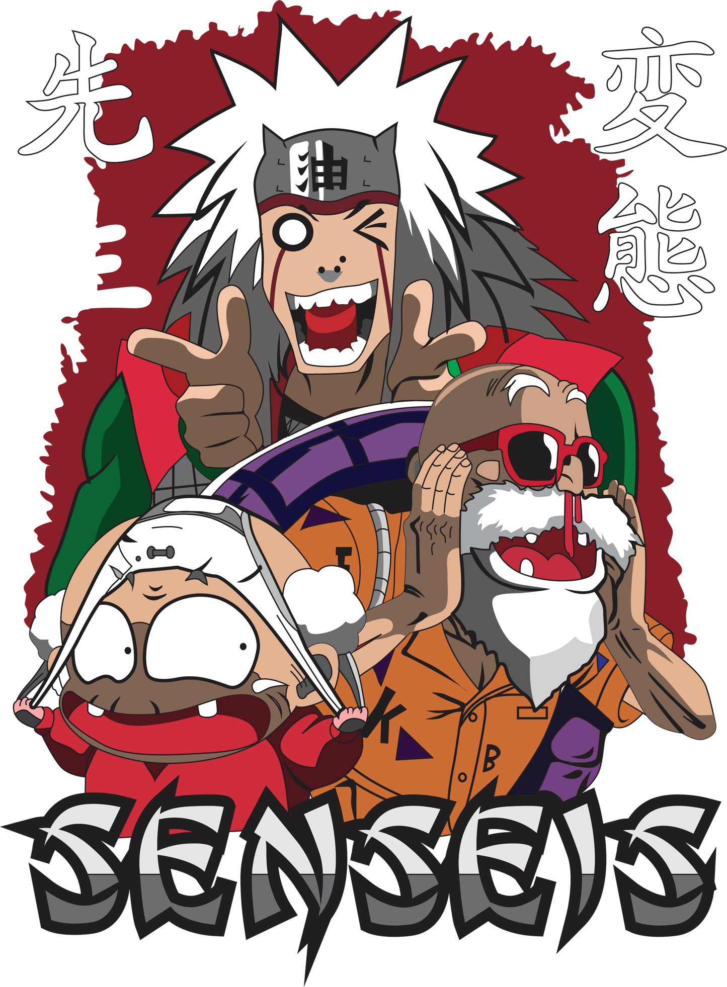 Anime Senseis T-Shirt - Jiraiya Master Roshi Hentai Teacher Graphic Tee